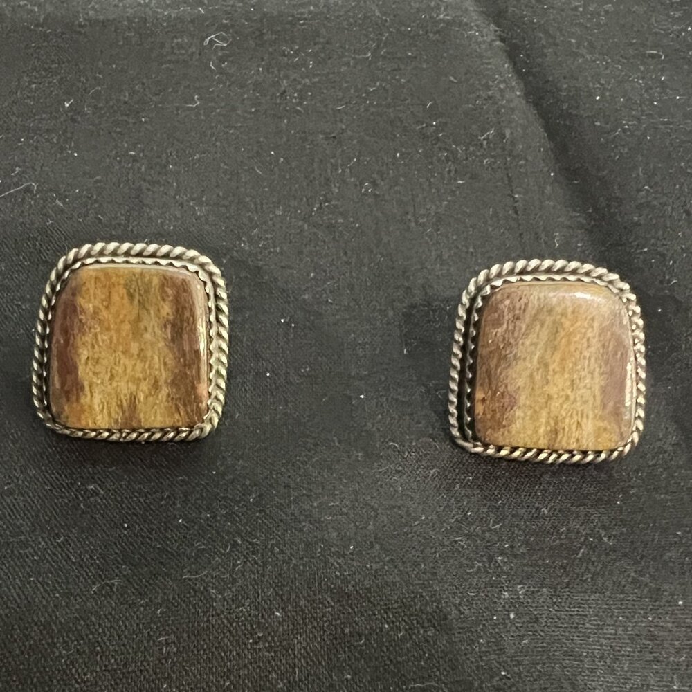 AUTHENTIC NAVAJO SIGNED PIERCED EARRINGS
